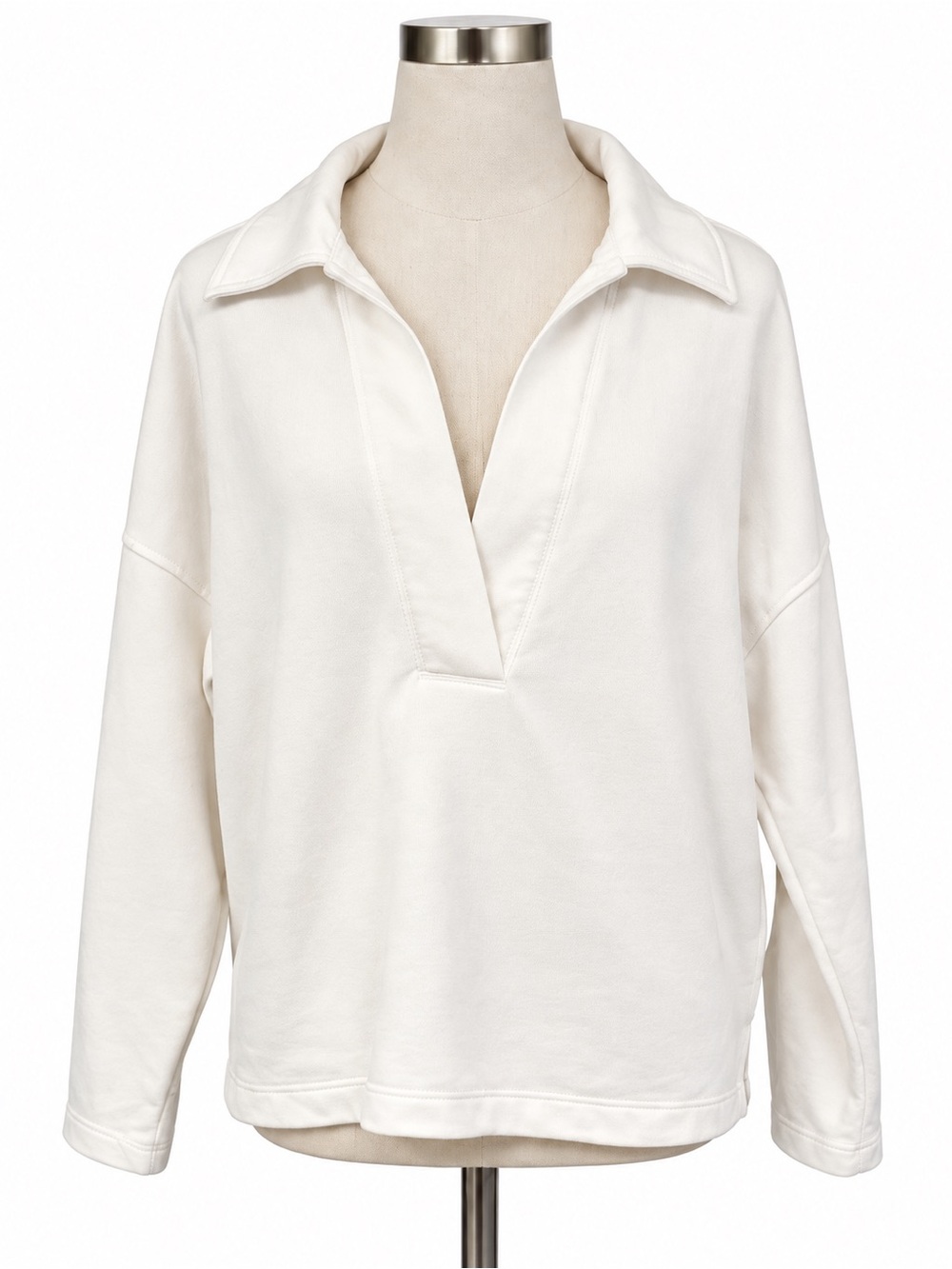 Banana Republic White Collared Pullover Sweatshirt Size Large Oversized
